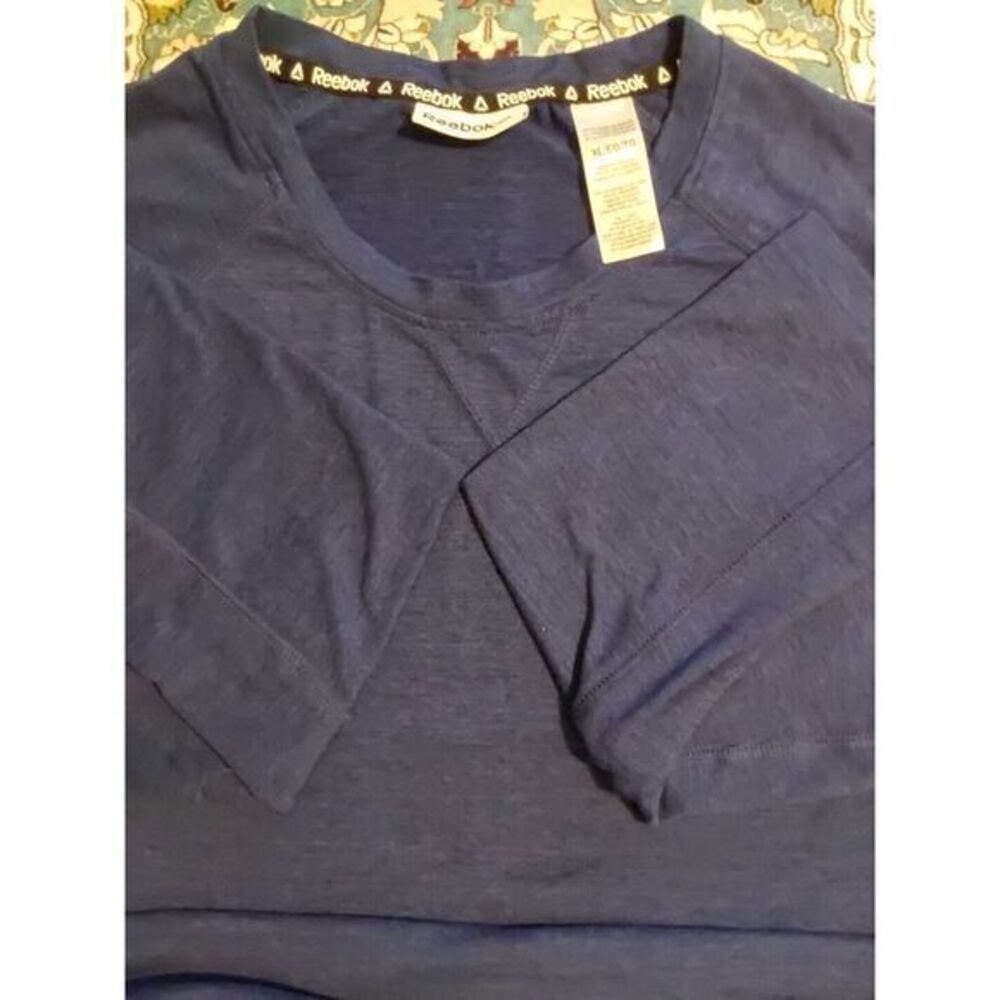 Reebok‎ Active Shirt Men's 2XL XXL Long Sleeve Heather Blue Crew Neck Polyester